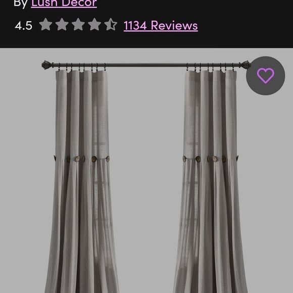 Gray Curtains with Button Detail - Picture 1 of 2